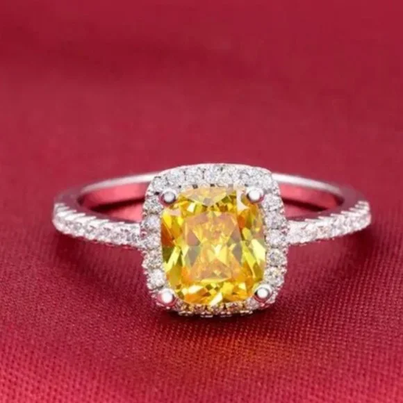 LUXURY ENGAGEMENT DIAMOND S925 STERLING SILVER RING, BEAUTIFUL RING, SHINY RING. - Picture 5 of 6